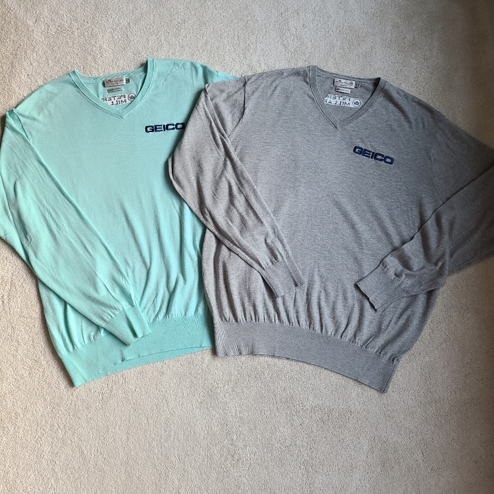 Peter Millar Crown Soft lot of 2 Sweaters Large Cotton and silk